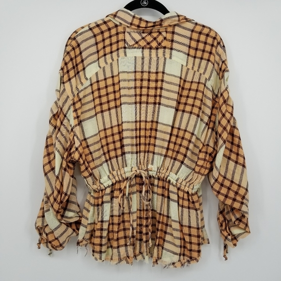 Free People | Pacific Dawn Plaid Button Tie Sleeve Top - Picture 4 of 9